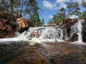 Cooling down in the small pool at the top of the waterfall.